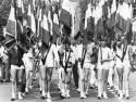 Défilé des jeunes lors des championnats fédéraux de gymnastique à Annonay (Ardèche) en 1985